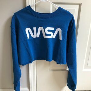 🌎 NASA Space Blue Cropped Crewneck Sweatshirt 🌎